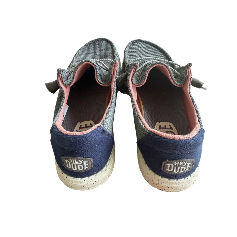 Hey Dude Wendy Sport Mesh Shoes Womens 7 Grey Navy Pink Good Slip On Loafers - Picture 4 of 6